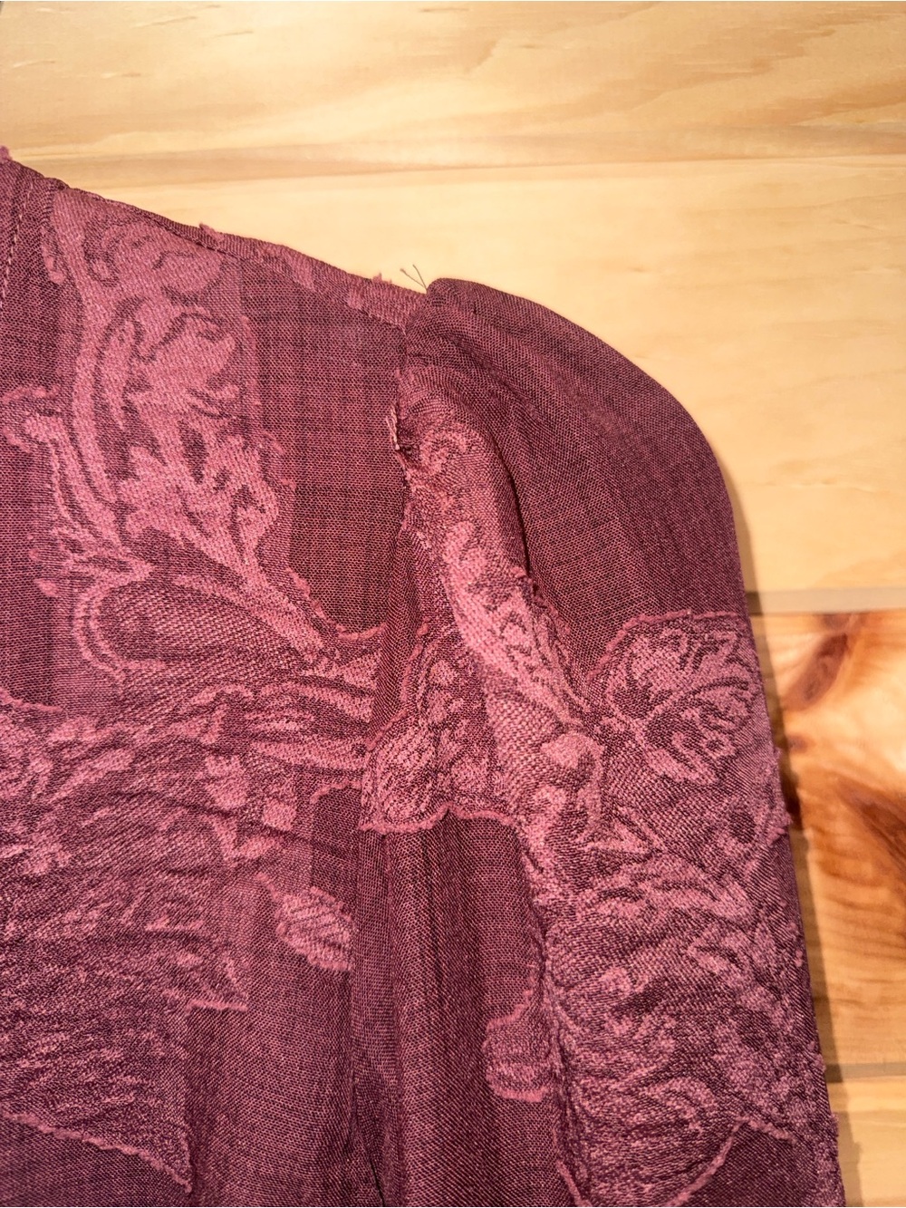 Anniewear Burgundy Textured Ruffle Collar Button-Down Top - Picture 4 of 6